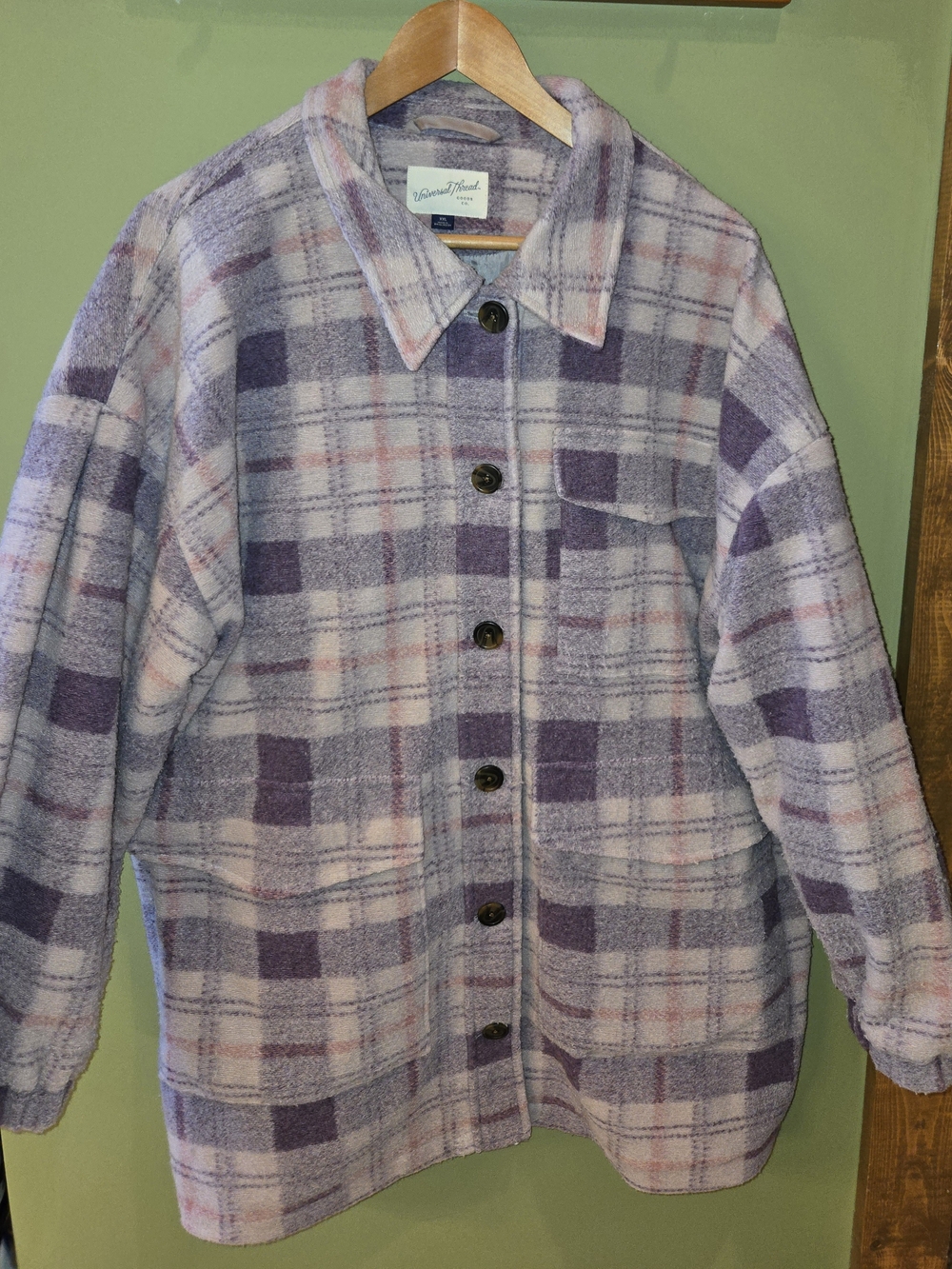 Universal Thread Lavender and Pink Plaid Utility Shacket
